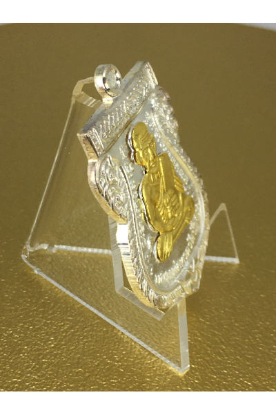 Luang Pu Thuat 100th Birth Anniversary of Ajarn Tim BE 2555 (2012) Silver Medal No. 128 with 90% Gold Frame – Consecrated by Phor Than Phon, Wat Na Pradu